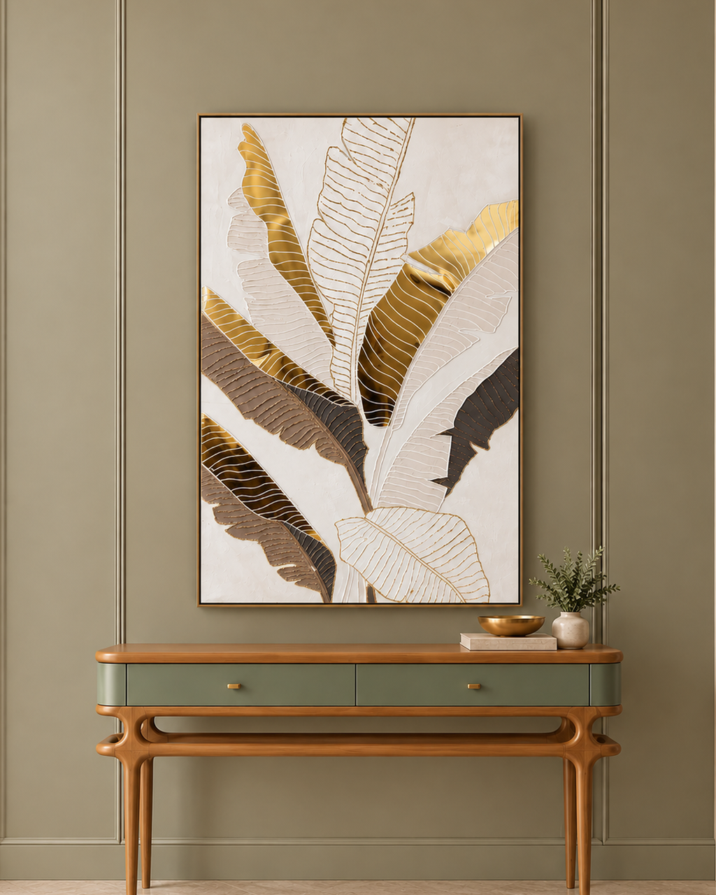 Tropical Rhythm Hand painting for Home & Wall Decoration Item (With Outer Floater Frame) (39.5 x 63 Inches)