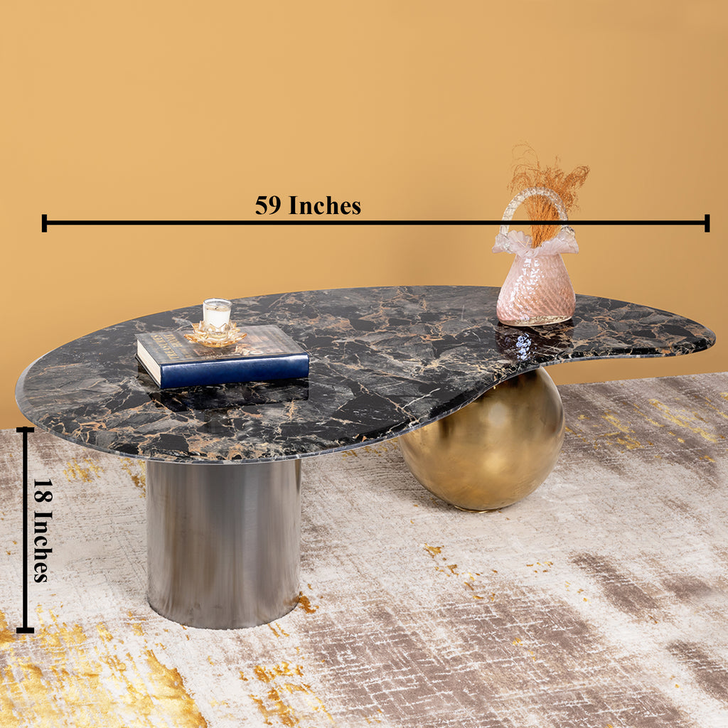 Retro Fusion Centre Table for Living Room (Stainless Steel) - Black Marble