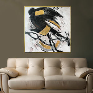 Golden Abstract Modern 100% Hand Painted Wall Painting