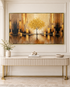Luminous Horizon 100% Hand Painted Wall Painting (With Golden Outer Floater Frame frame) (27.5x55 Inches)