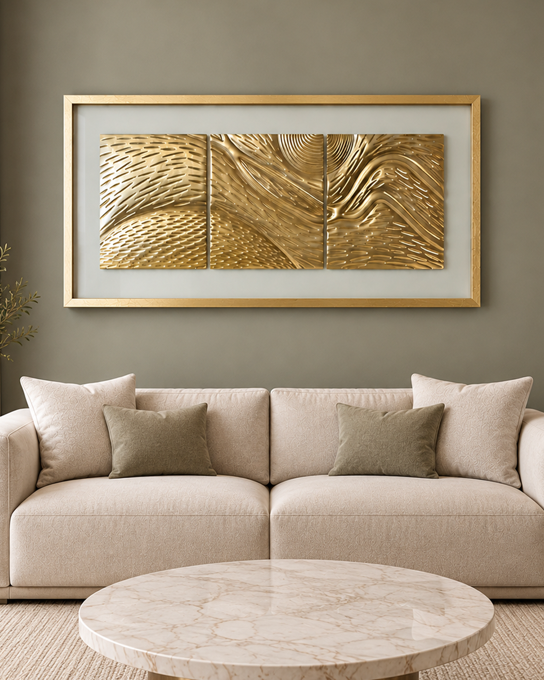 Golden Streamline Art Wall Decor Shadow Box & Item for Home Decoration