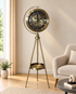 Lunar Timekeeper Luxury Designer Silent Movement Standing Clock With Moving Gear Mechanism (Steel Body)