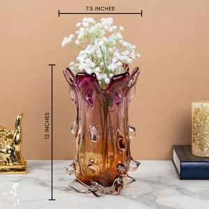 Blushing Bloom Handblown  Glass Vase & Decorative showpiece