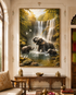 Elephant Family at the Waterfall Crystal Glass Painting & Wall Decoration Items