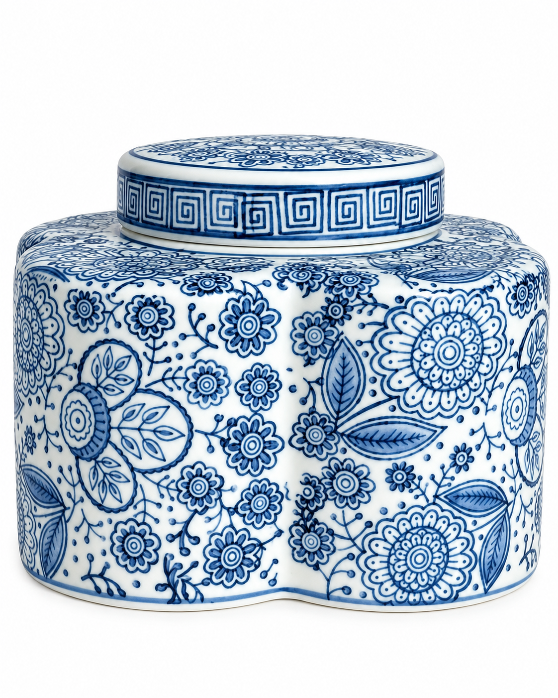 Floral Dynasty Decorative Vase For Home & Item for Home Decoration - Medium (Blue Pottery)