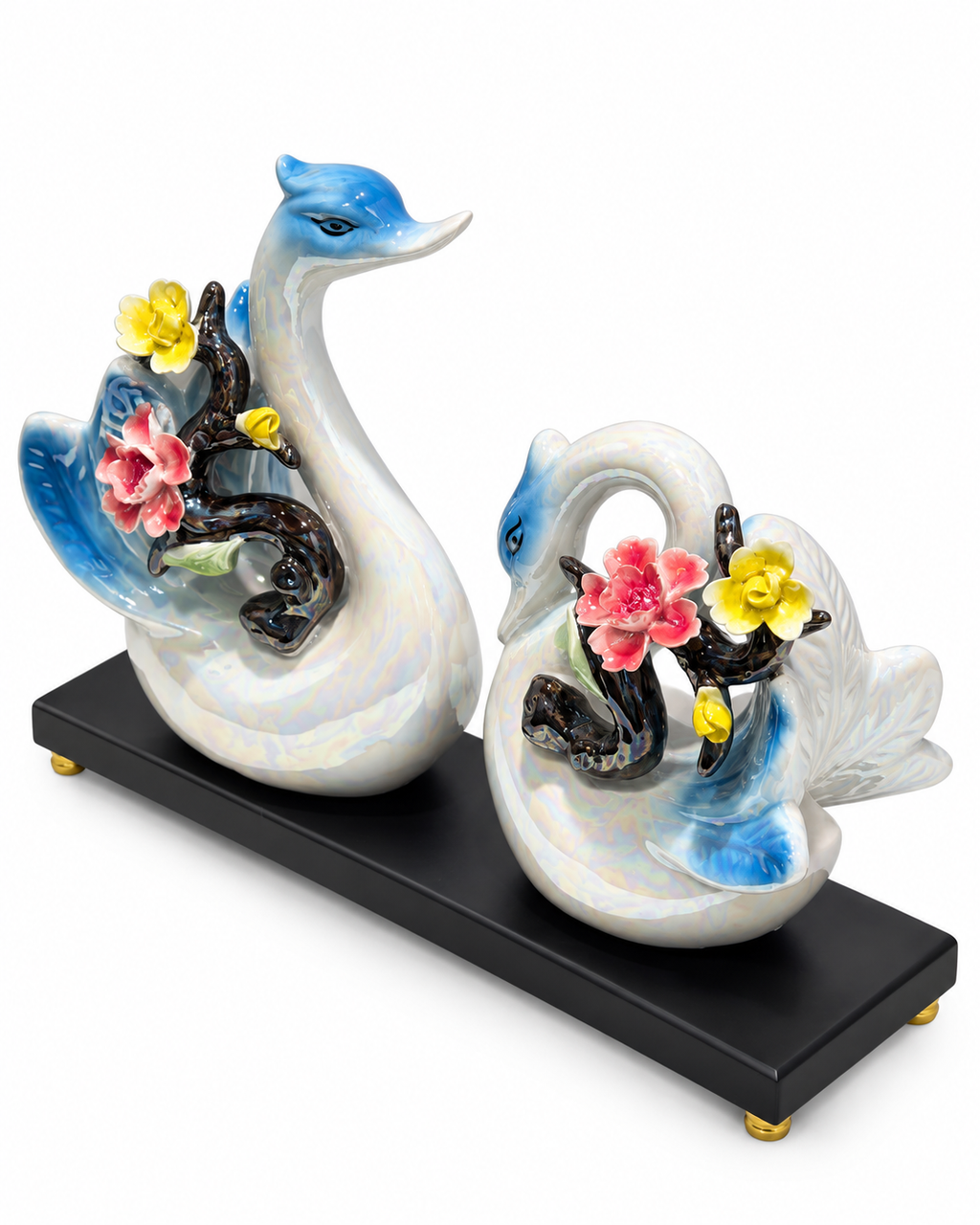 Floral Grace Home Decoration Showpiece - Blue