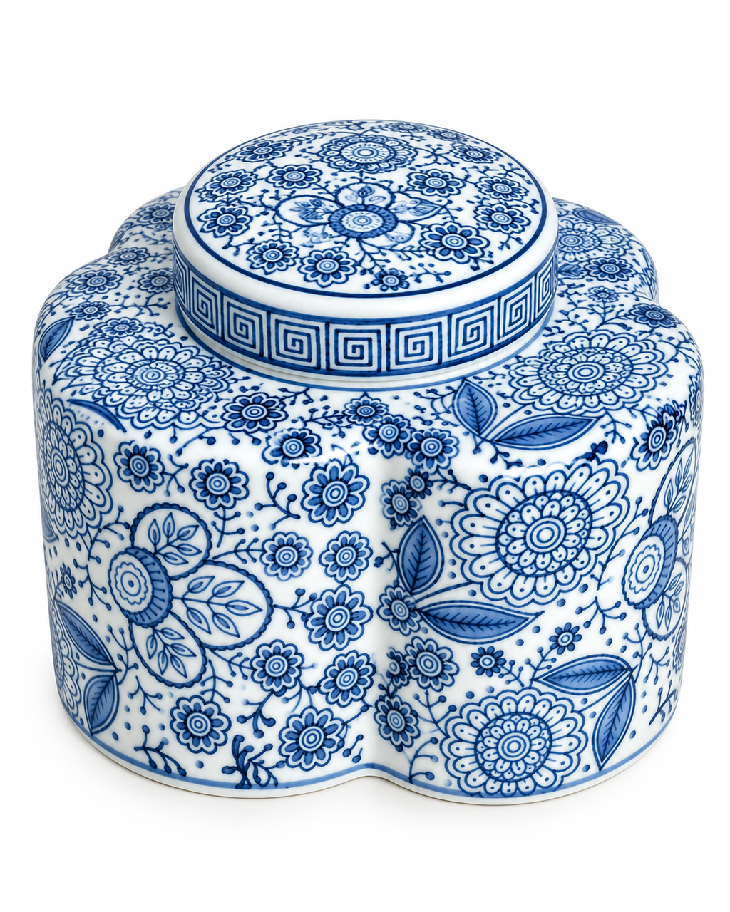 Floral Dynasty Decorative Vase For Home & Item for Home Decoration - Medium (Blue Pottery)
