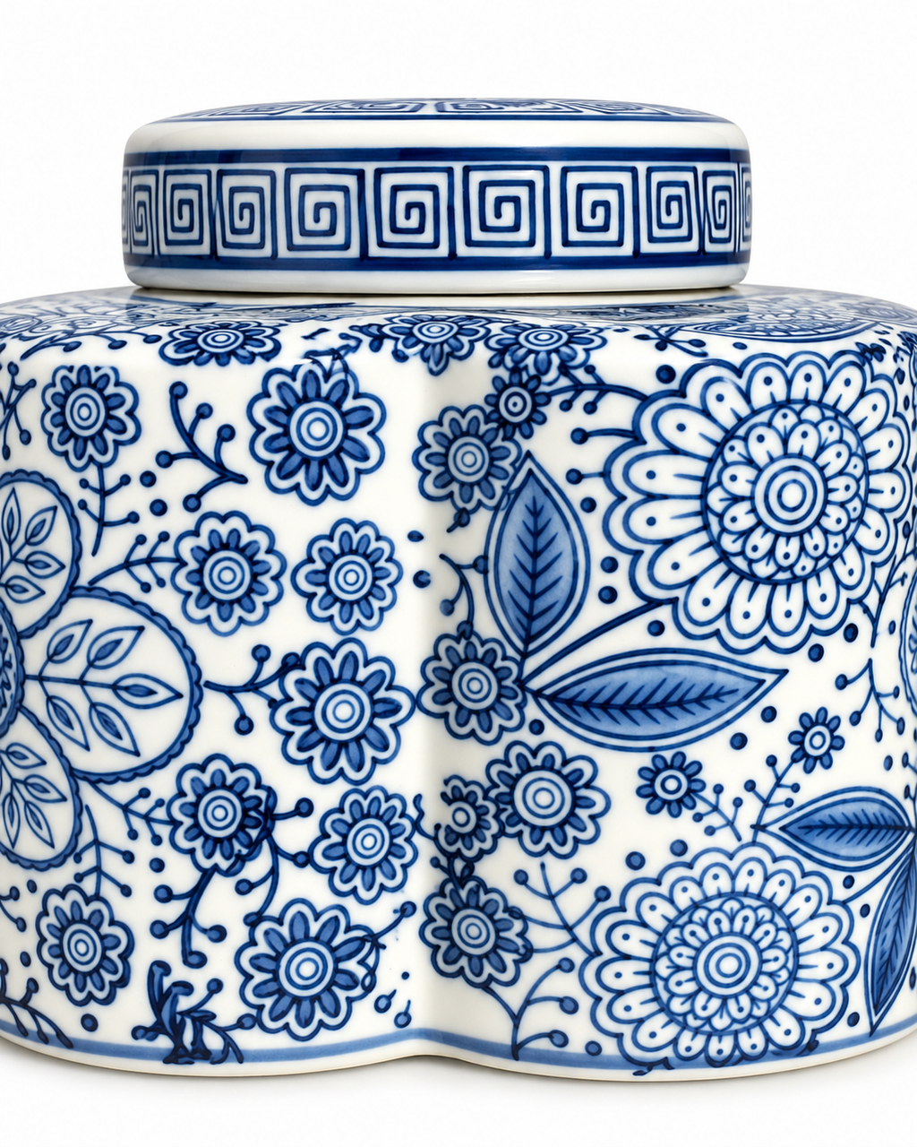 Floral Dynasty Decorative Vase For Home & Item for Home Decoration - Medium (Blue Pottery)