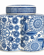 Floral Dynasty Decorative Vase For Home & Item for Home Decoration - Medium (Blue Pottery)