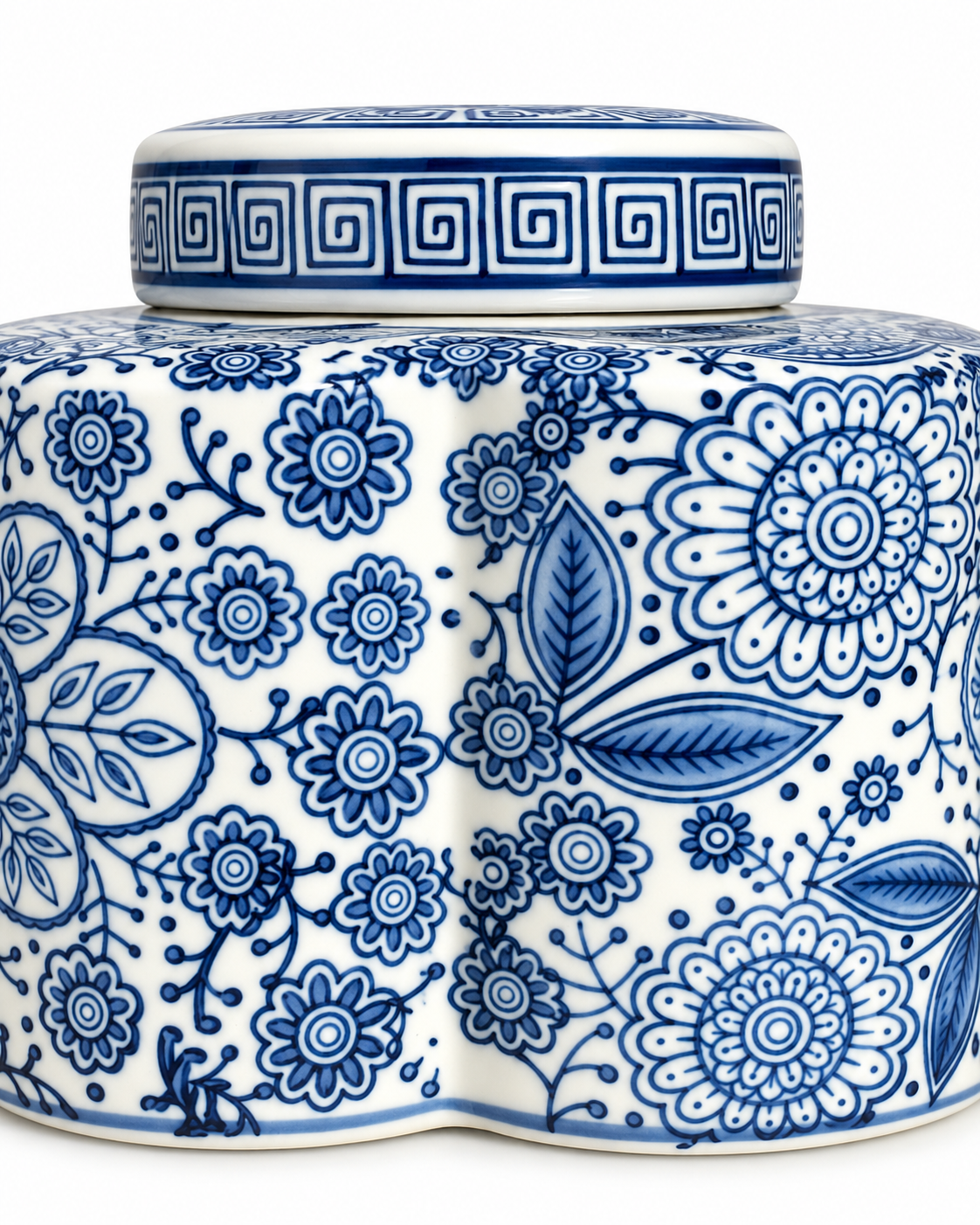 Floral Dynasty Decorative Vase For Home & Item for Home Decoration - Medium (Blue Pottery)