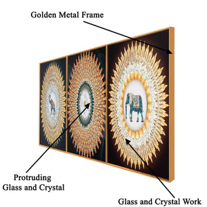 Wild Kingdom Crystal Glass Paintings - Set of 3