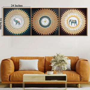 Wild Kingdom Crystal Glass Paintings - Set of 3