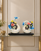 Floral Grace Home Decoration Showpiece - Blue