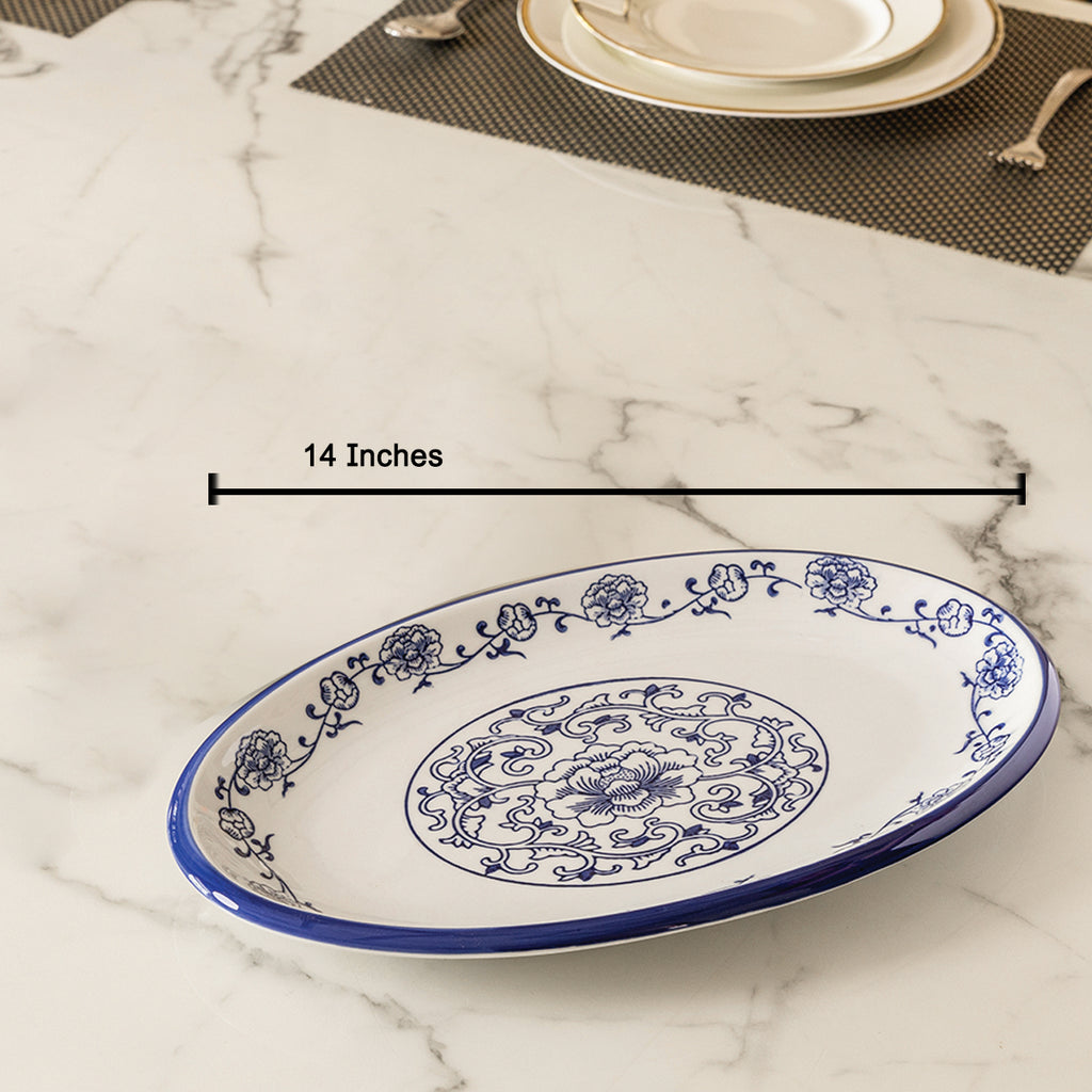 Bluevine Reverie Serving Plates for Home (Blue Pottery)