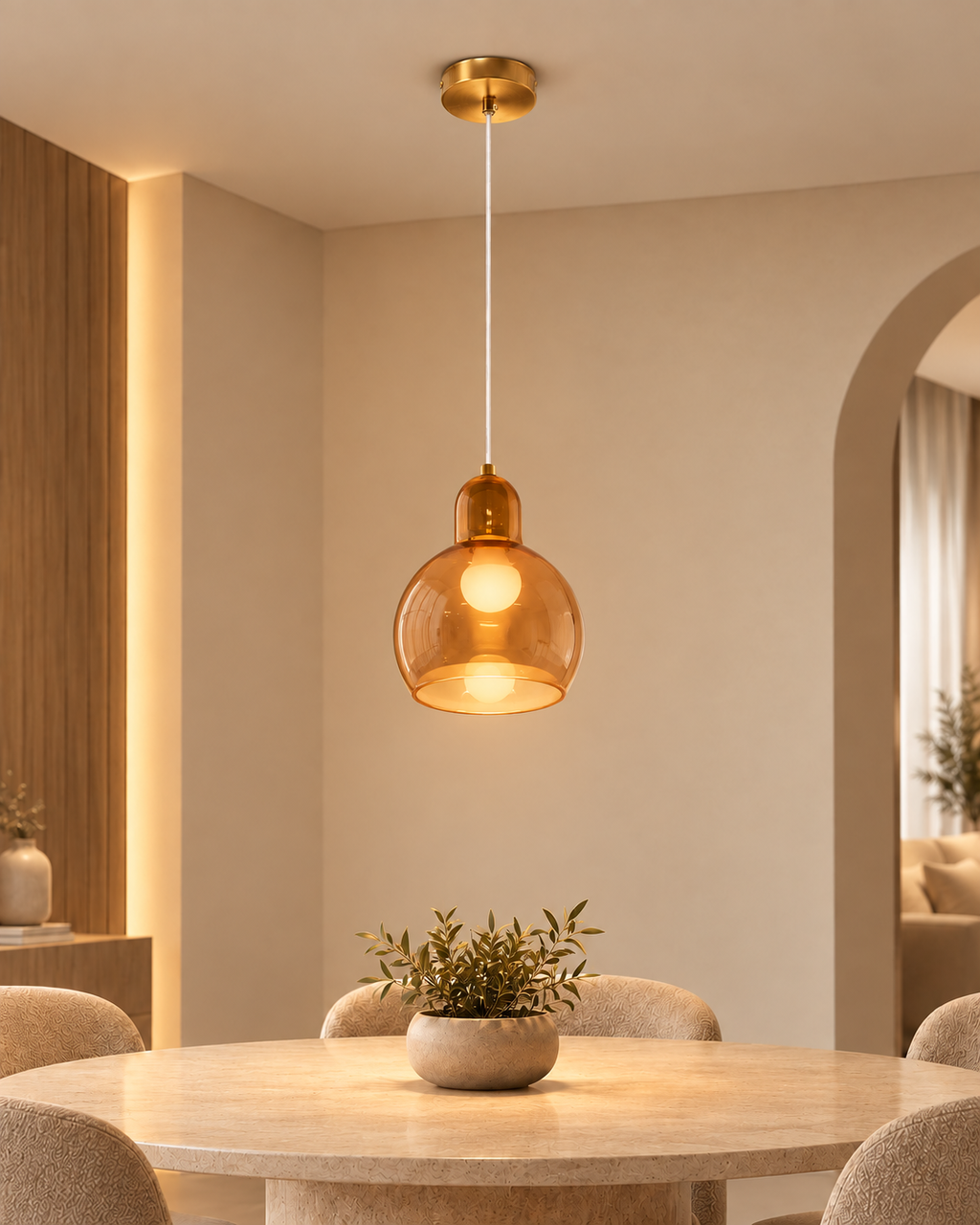 Lumera Globe Pendant Light For Living Room & Home Decoration item - Amber