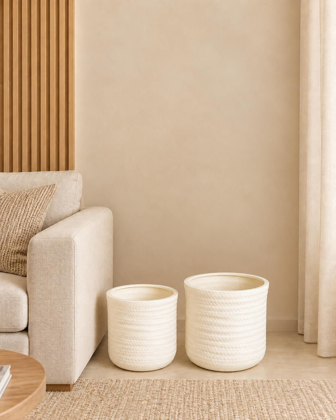 Artisan Pattern Indoor Planters For Home - Beige