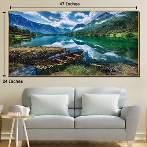 Lakeside Horizon Crystal Glass Nature Painting & Wall Decoration Items