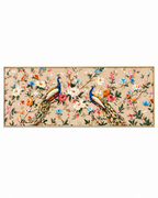 Peacock Paradise Hand painting for Home & Wall Decoration Item (With Outer Floater Frame) (59x19.5 Inches)