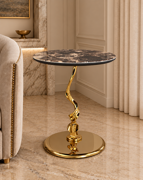 Helix Grace Side Table For Living Room - Gold