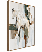 Silent Stallion Hand painting for Home & Wall Decoration Item (With Outer Floater Frame) (47x31.5 Inches)
