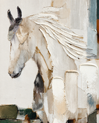 Silent Stallion Hand painting for Home & Wall Decoration Item (With Outer Floater Frame) (47x31.5 Inches)