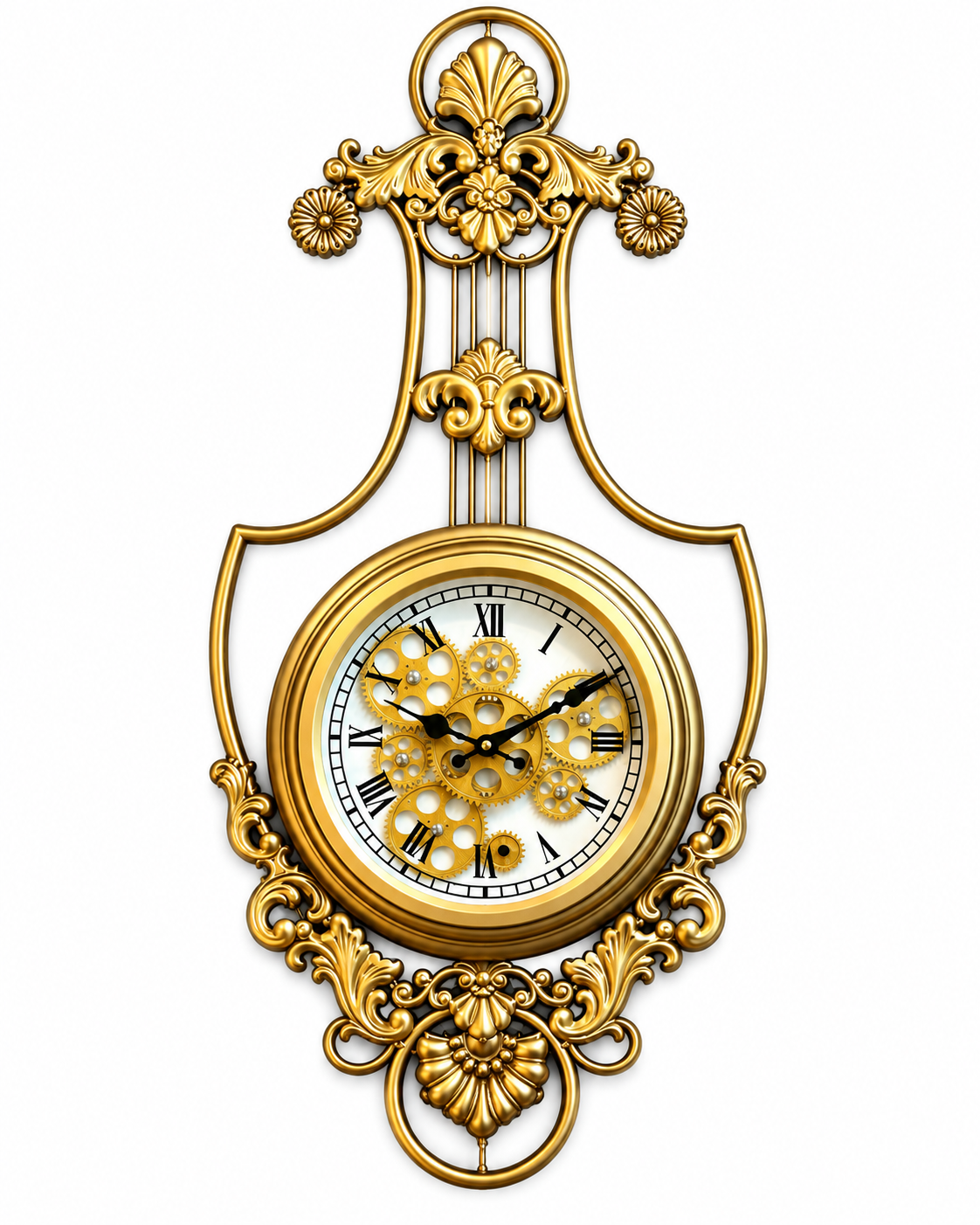 Royal Symphony Luxury Designer Silent Movement Wall Clock With Moving Gear Mechanism