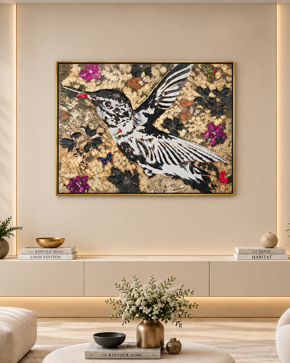 Wings of Grace by PERRY MILOU 100% Hand Wall Painting For Home (With Outer Floater Frame frame) ( 31.5 x 45.5 Inches )