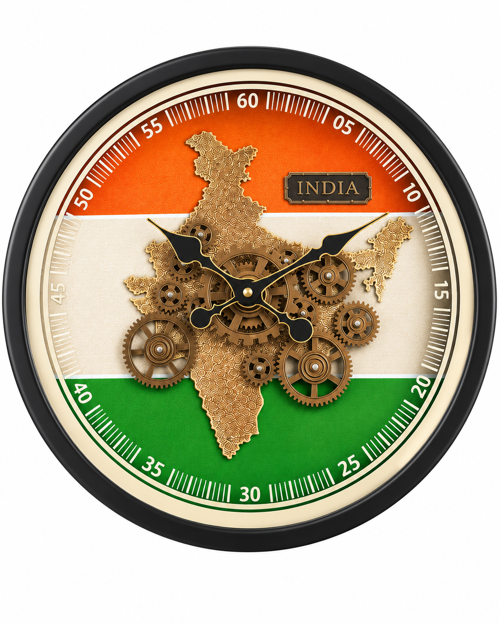India In Motion Gear Movement Wall Clock For Living Room With Moving Gear Mechanism By Dekor Company - Big (Steel Body)