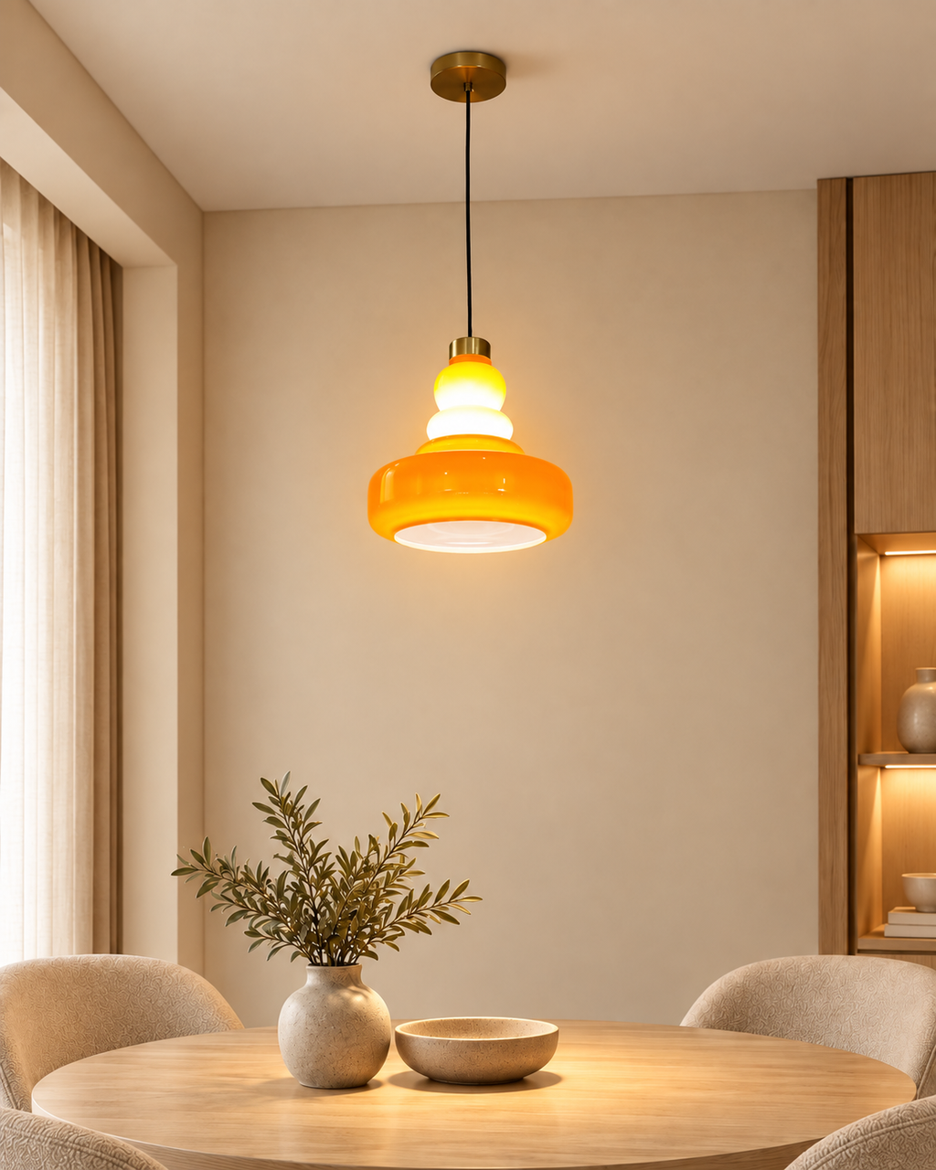 Halo Stack Pendant Light For Home & Item for Home Decoration  - Orange