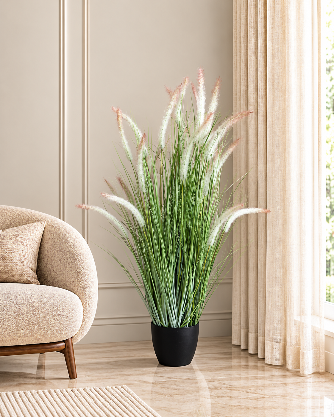 Foxtail Grass Artificial Indoor Plant For Home ( Natural feel )  ( 3 Feet )