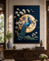 Peacock in the Lunar Garden  Crystal Glass Painting for Wall Art