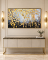 Autumn Radiance 100% Hand Painted Wall Painting (With Golden Outer Floater Frame frame) (27.5x55 Inches)