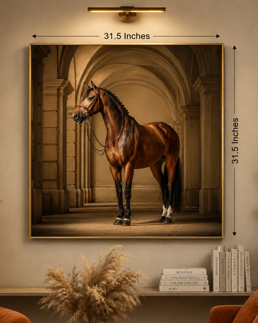 The Royal Stallion Embossed Wall Painting for Home & Item for Wall Decoration ( 31.5 x 31.5 Inches )