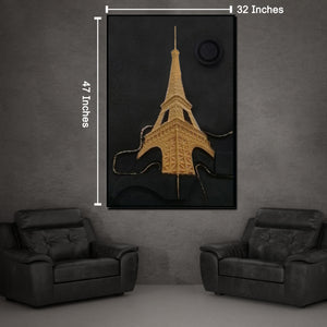 Golden Paris Nights Modern Wall Art ( 32 x 47 Inches )