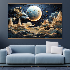 Full Moon Night  Canvas Painting for Wall Art