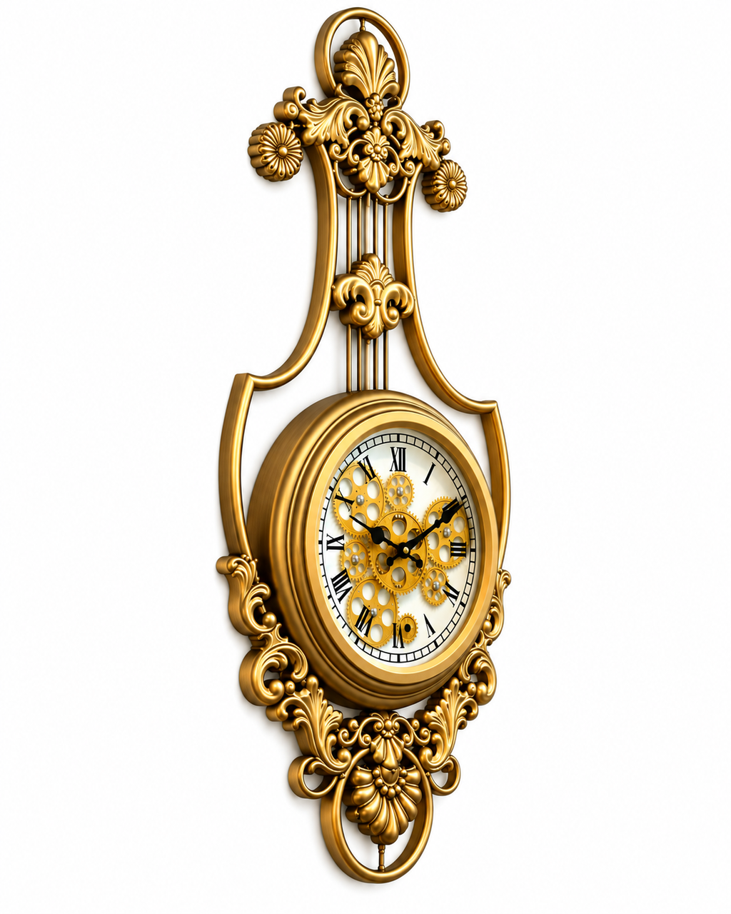 Royal Symphony Luxury Designer Silent Movement Wall Clock With Moving Gear Mechanism