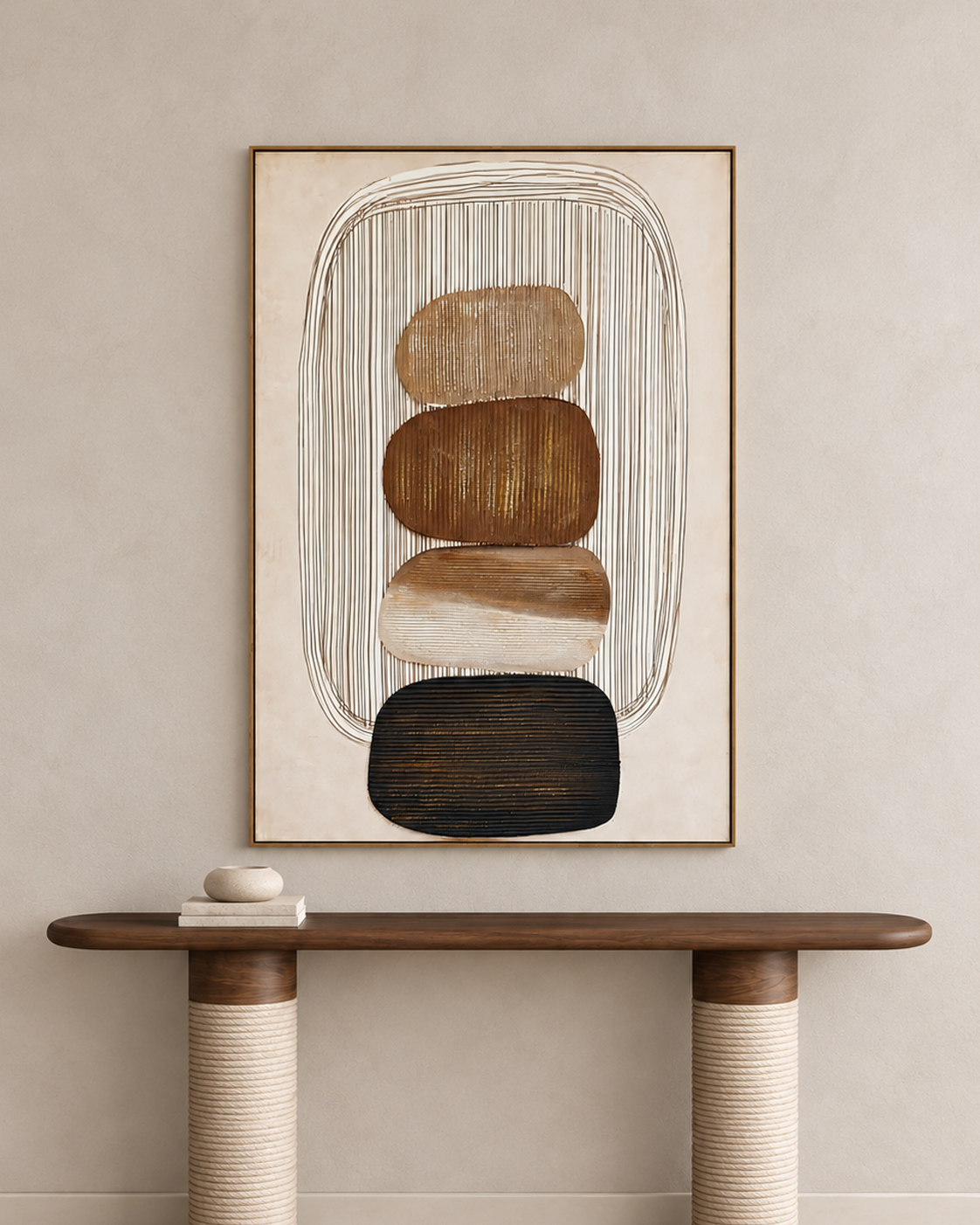 Modern Equilibrium Hand painting for Home & Wall Decoration Item (With Outer Floater Frame) (47x31.5 Inches)