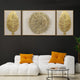 Golden Leaf & Sunburst Crystal Glass Wall Paintings For Home - Set of 3