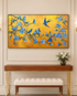 Birds of Paradise 100% Hand Painted Wall Painting (With Golden Outer Floater Frame frame) (27.5x55 Inches)
