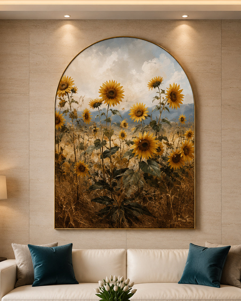 Summer Sunflower Field Embossed Wall Painting for Home & Item for Wall Decoration ( 35.5 x 23.5 Inches )