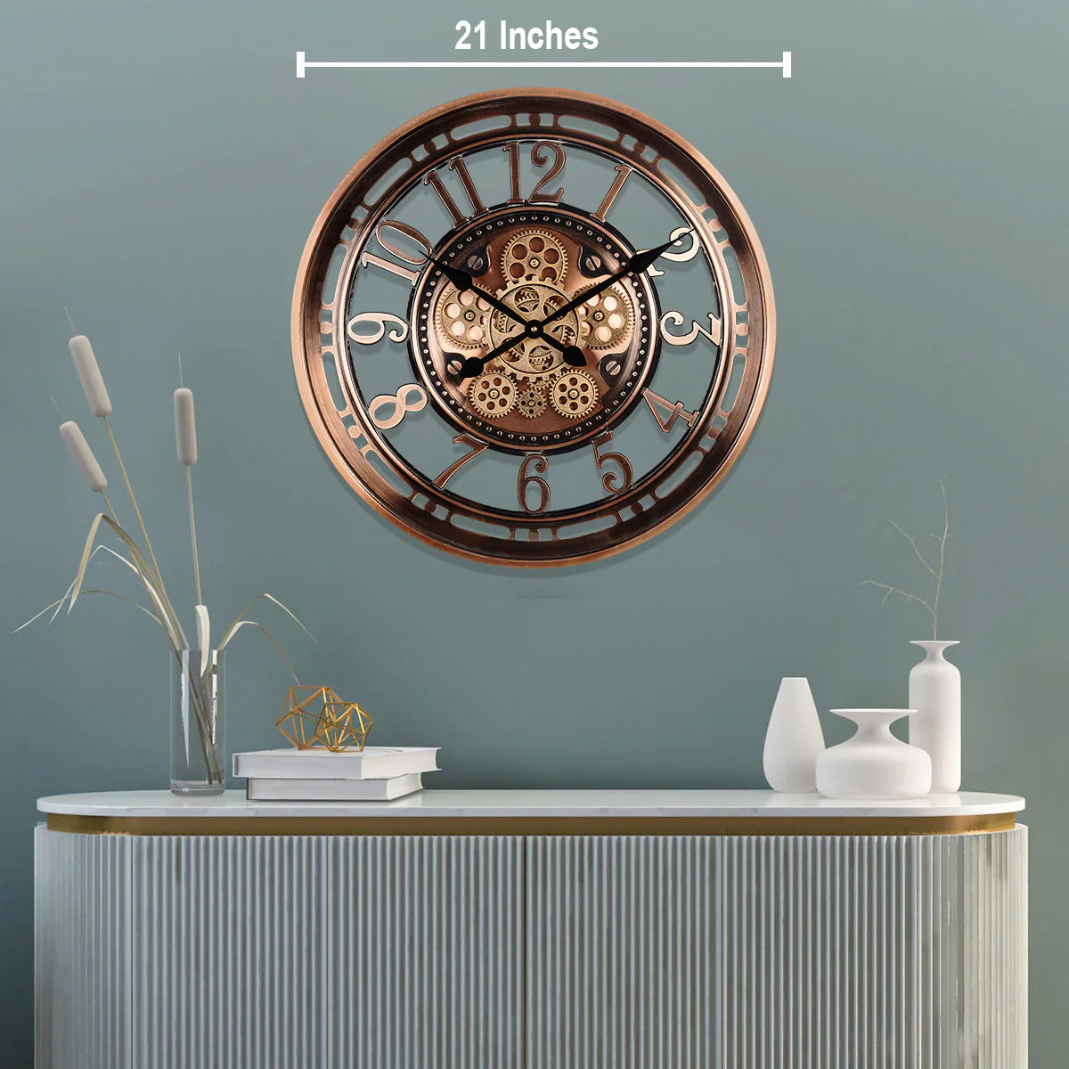 Minute Master Luxury Designer Wall Clock With Moving Gear Mechanism Buy Wall Clock Online - Rose Gold  (Steel Body)
