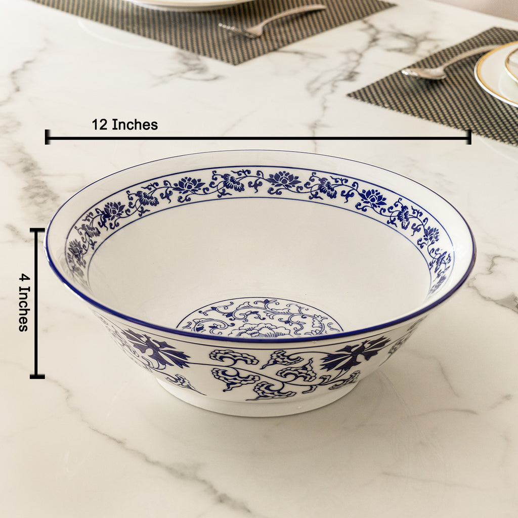 Blue Petal Symphony Bowl For Home (Blue Pottery)