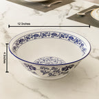 Blue Petal Symphony Bowl For Home (Blue Pottery)