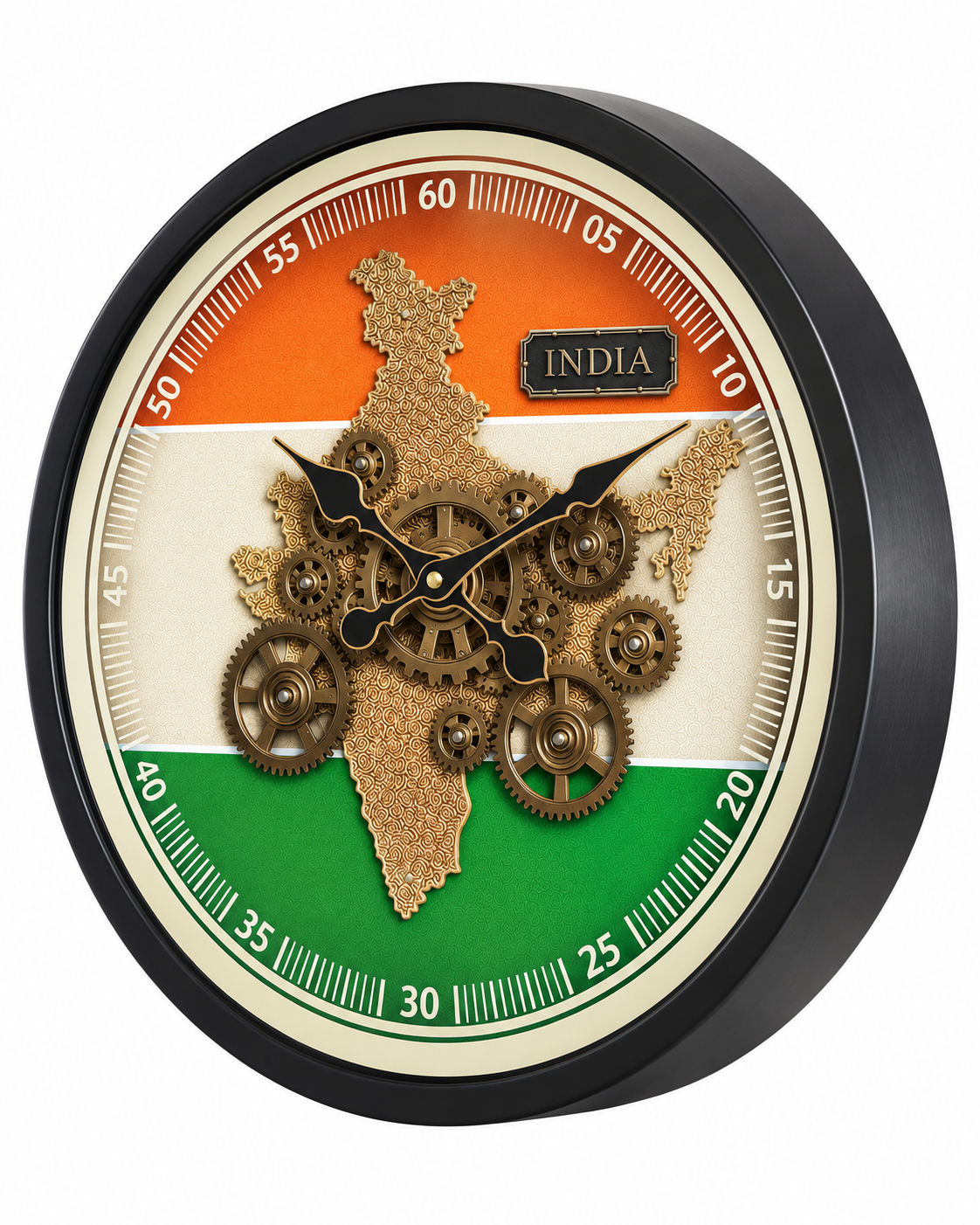 India In Motion Gear Movement Wall Clock For Living Room With Moving Gear Mechanism By Dekor Company - Big (Steel Body)