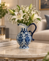 Bluebell Garden Decorative Vase & Showpiece for Home & Item for Home Decoration (Blue Pottery)