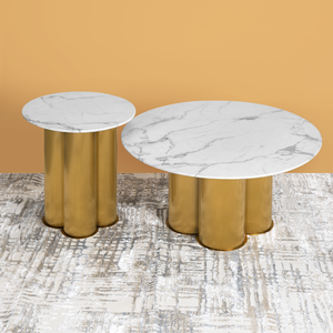 Aura Hallway Circular Centre Table Design For Home - Set of 2 (STAINLESS STEEL)