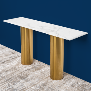 Aurelian Marble Symphony Console Table -(Stainless Steel)