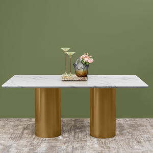 Lustrous Harmony Dining Table - Stainless Steel