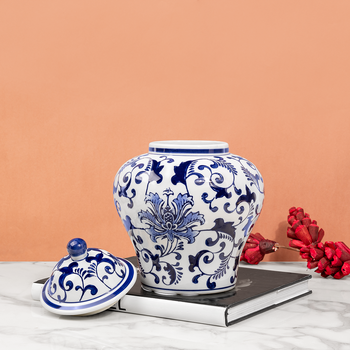 Heritage Floral Decorative Ceramic Vase (Blue Pottery)
