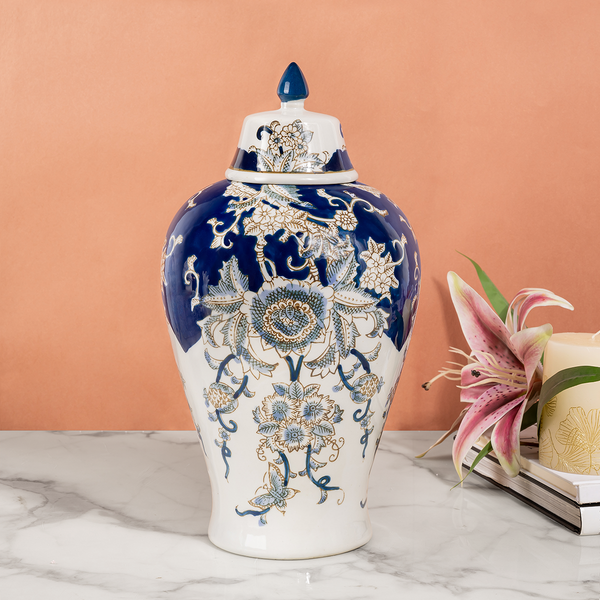 Baccarat Harmonie Decorative Vase & Showpiece For Living Room (B) (Blue Pottery)